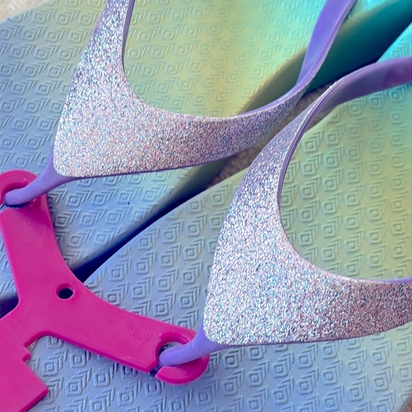 Brand New So Purple Glitter Thong Sandals Platform Flip Flops Ombre Sparkly - Picture 4 of 16